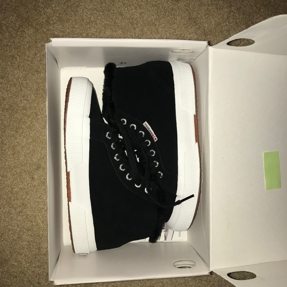 NEW Superga 2795SUEHAIRYFURW Black Sneakers